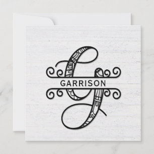 Carte De Correspondance Lettre monogramme G avec nom de famille