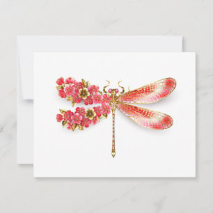 Carte De Correspondance libellule de fleurs avec sakura de bijoux