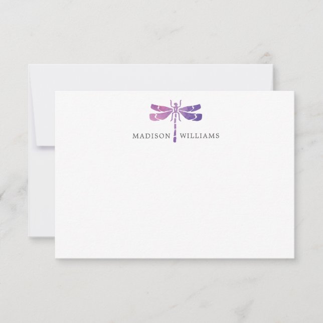 Carte De Correspondance Libellule violette aquarelle personnalisée (Devant)