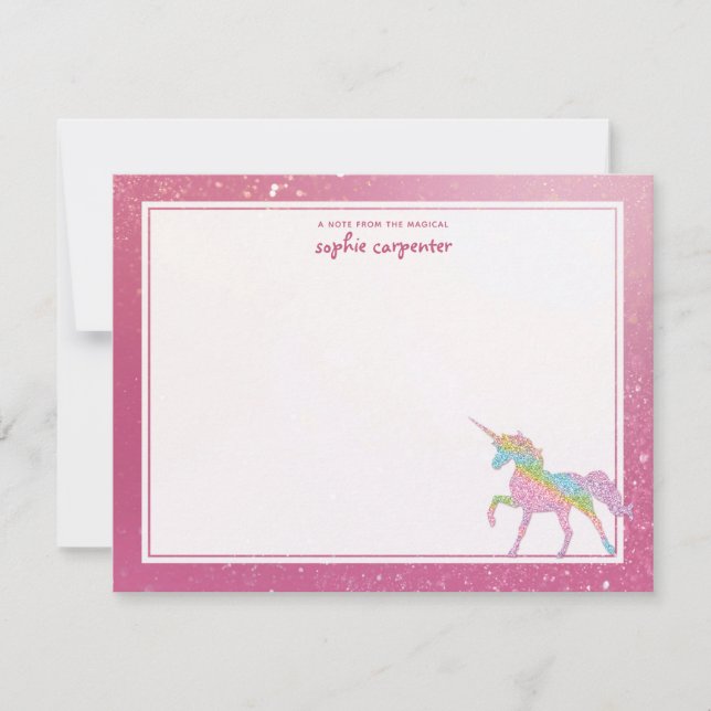Carte De Correspondance Licorne Arc-en-Ciel Personnalisée pour Enfants (Devant)