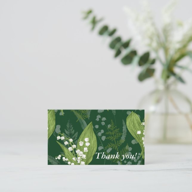 Carte De Correspondance Lily de Valley avec fougères || Vert foncé personn (Debout devant)