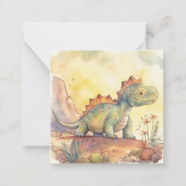 Carte De Correspondance Livre d'aquarelle Cute Dinosaur (Devant)