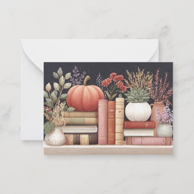Carte De Correspondance Livres botaniques d'automne modernes (Dos)