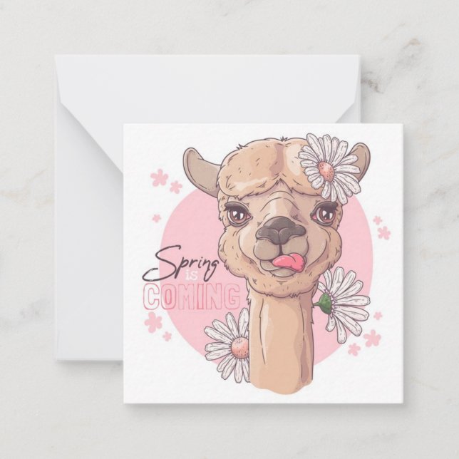 Carte De Correspondance Llama de printemps (Devant)