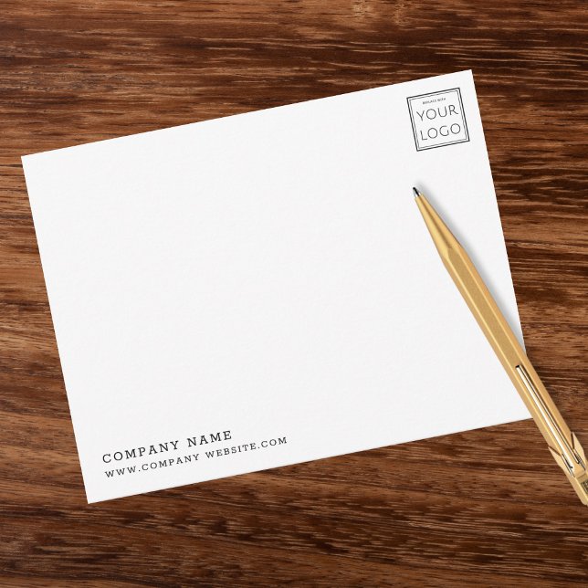 Carte De Correspondance Logo de l'entreprise personnalisée Nom commercial  (Custom Company Logo Business Name Branded Note Card)