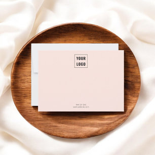 Carte De Correspondance Logo d'entreprise rose pâle minimaliste