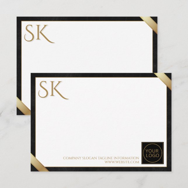 Carte De Correspondance Logo Premium Black and Gold Company (Devant / Derrière)