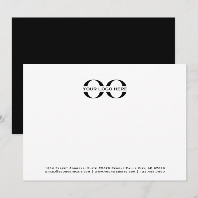Carte De Correspondance Logo professionnel noir et blanc 5x7 (Devant / Derrière)