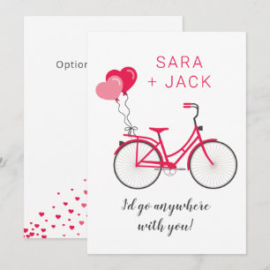 Carte De Correspondance Love Hearts Bicycle Valentine Personnalisé