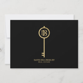 Carte De Correspondance Luxe Faux Gold Squelette Clé Monogramme Noir