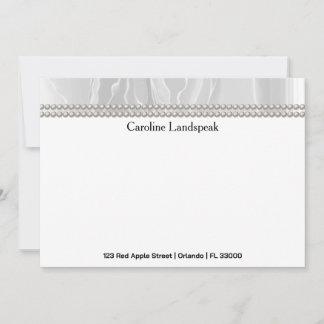 Carte De Correspondance Luxury correspondence Custom White Silk & Pearls