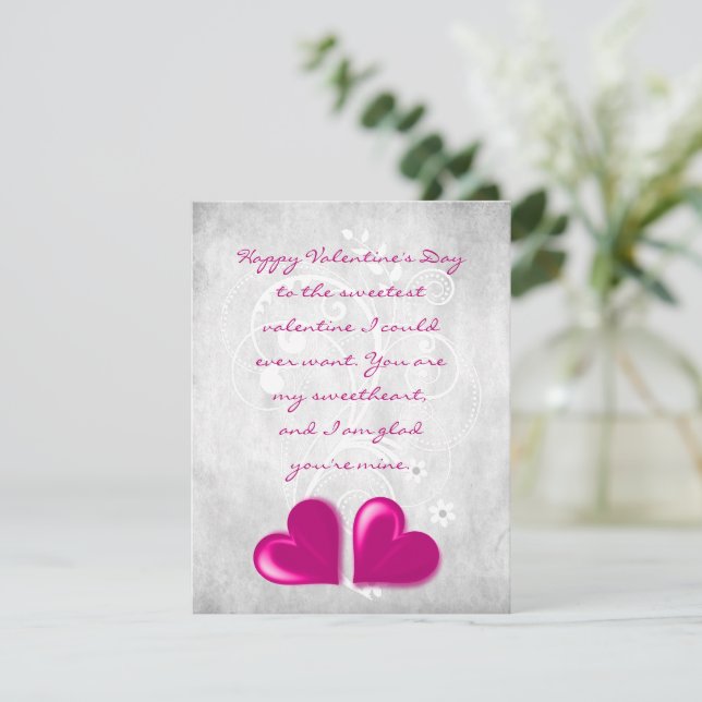Carte De Correspondance Magenta Valentine Hearts Flat Note Card (Debout devant)