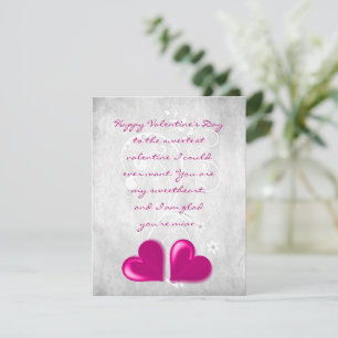 Carte De Correspondance Magenta Valentine Hearts Flat Note Card