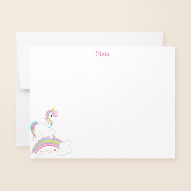 Carte De Correspondance Magic Rainbow Unicorn Stationery personnalisée (Créateur téléchargé)