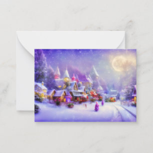 Carte De Correspondance Magique village enneigé budget mini Noël