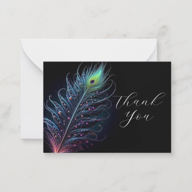 Carte De Correspondance Magnifique plume de paon Merci (Devant)