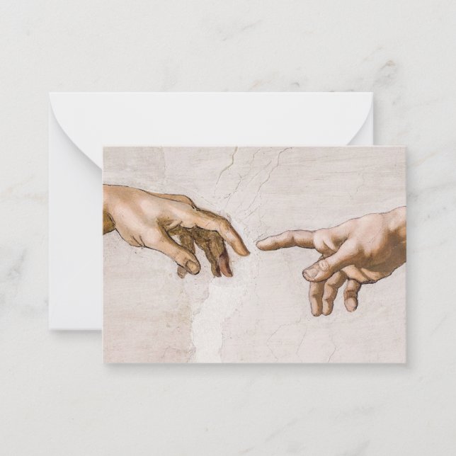 Carte De Correspondance Mains de Dieu le Père et Adam par Michel-Ange (Devant)
