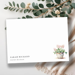 Carte De Correspondance Maison Florale en pots Plante Aquarelle Botanique