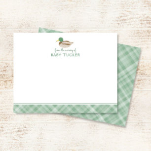 Carte De Correspondance Mallard Duck Preppy Boy Baby shower Merci