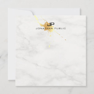 Carte De Correspondance Marbre blanc Elegant Gold Splash Moderne Monogramm