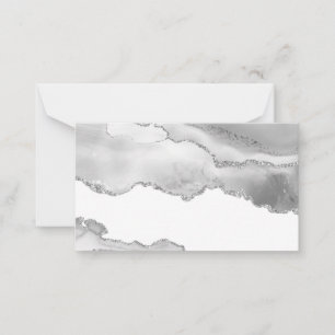 Carte De Correspondance Marbre blanc gris Agate Parties scintillant argent