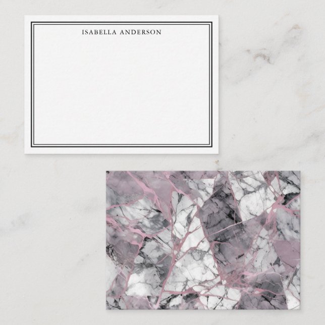 Carte De Correspondance Marbre moderne rose et gris Personnalisé (Devant / Derrière)
