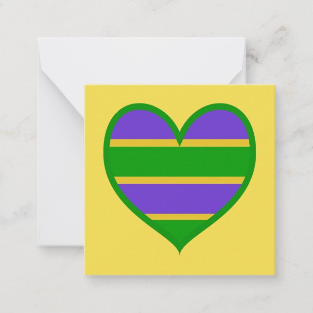 Carte De Correspondance Mardi Gras Coeur rayé (Devant)