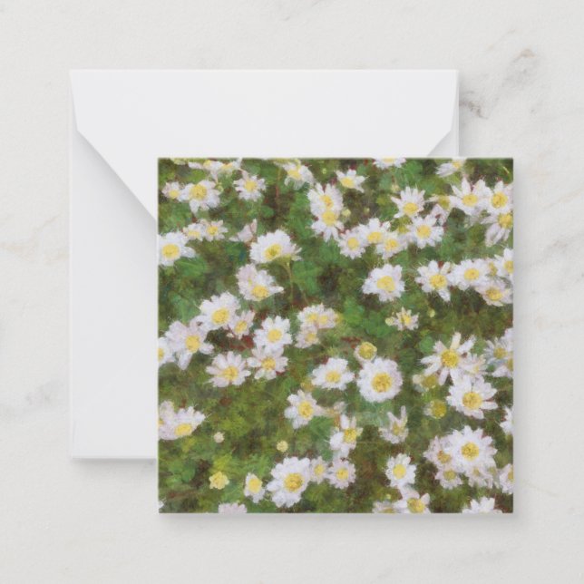 Carte De Correspondance Marguerites Peintes Dans Un Style Impressionniste (Devant)