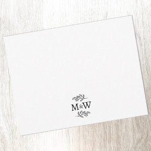 Carte De Correspondance Mariage Couple Monogramme Élégant Botanique