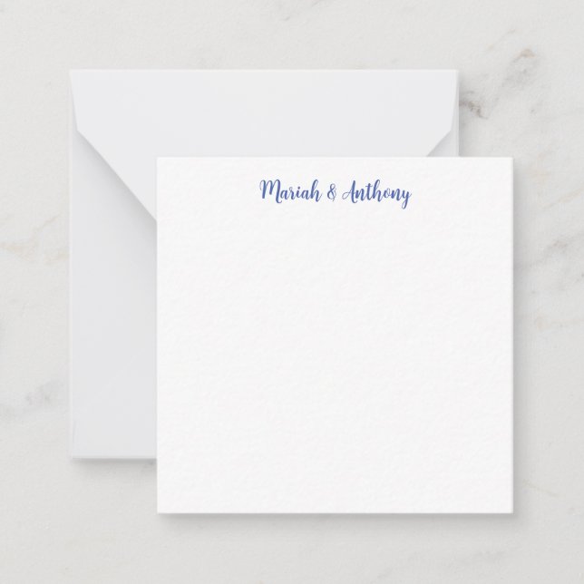 Carte De Correspondance Mariage Élégant Créatif Classique Bleu Blanc (Devant)