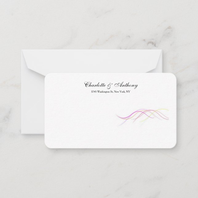 Carte De Correspondance Mariage Élégant Créatif Courbes Abstraites Blanche (Devant)