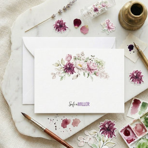 Carte De Correspondance Mariage Fleurs Aquarelle Minimaliste Élégant