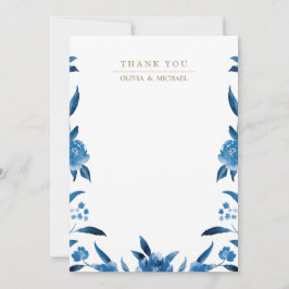 Carte De Correspondance Mariage floral bleu Chinoiserie merci