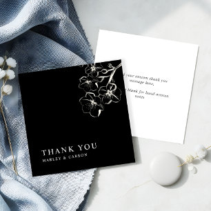 Carte De Correspondance Mariage floral esquissé budget Merci noir