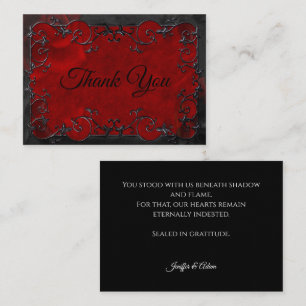 Carte De Correspondance Mariage Halloween gothique rouge foncé