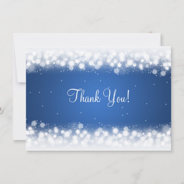 Carte De Correspondance Mariage Merci Note Magique Étincelle Bleue (Devant)
