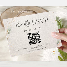 Carte De Correspondance Mariage Minimaliste RSVP Site Web QR Code Enclôtur