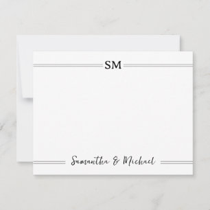 Carte De Correspondance Mariage Monogramme Initiales Couple Nom Personnali