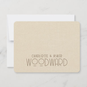 Carte De Correspondance Mariage Monogramme Nouveaux mariés Crème Lin Embos