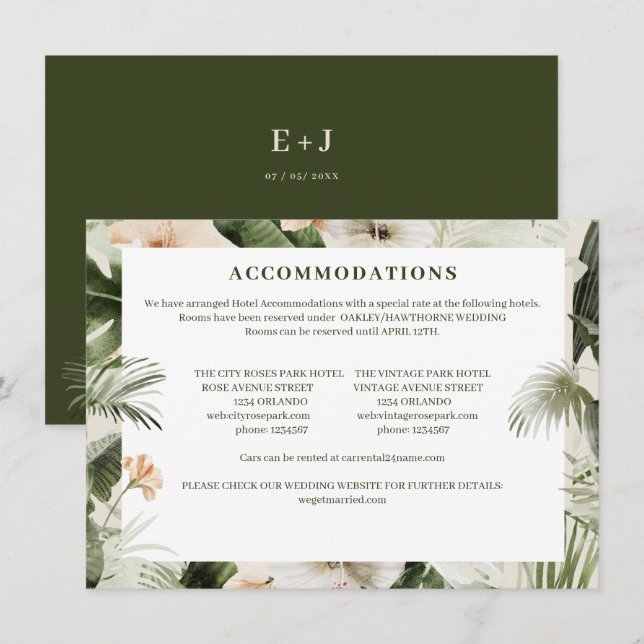 Carte De Correspondance Mariage pastel hibiscus boho tropical (Devant / Derrière)