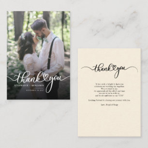 Carte De Correspondance Mariage Photo Lettré à la main Merci budgétaire