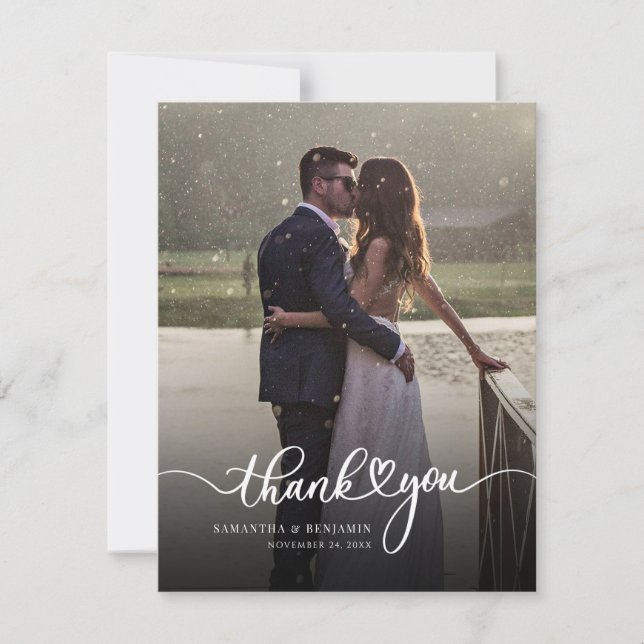 Carte De Correspondance Mariage photo moderne Merci photo (Devant)