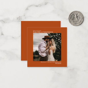 Carte De Correspondance Mariage simple rouille orange Enregistrer la photo