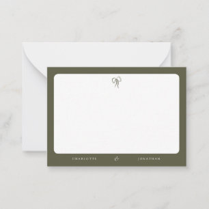 Carte De Correspondance Mariage vert olive élégant moderne
