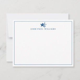 Carte De Correspondance Marine Bleu Starfish Coastère Bordure marine