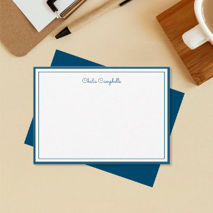 Carte De Correspondance Marine Minimaliste Bleu Deux Frontières, signature