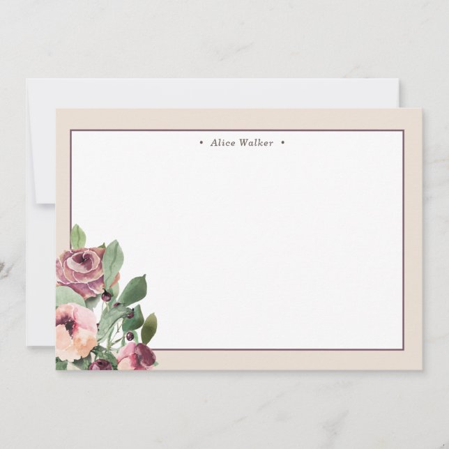 Carte De Correspondance marsala d'hiver fleurs Papier à lettres (Devant)