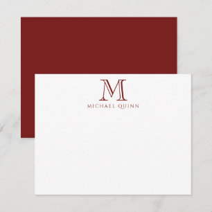 Carte De Correspondance Masculine Bourgogne Initiales Nom Monogramme
