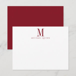 Carte De Correspondance Masculine ProfessionaI Monogramme Rouge Bourgogne