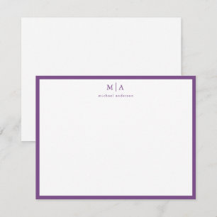 Carte de correspondance Mauve Purple Border Monogr